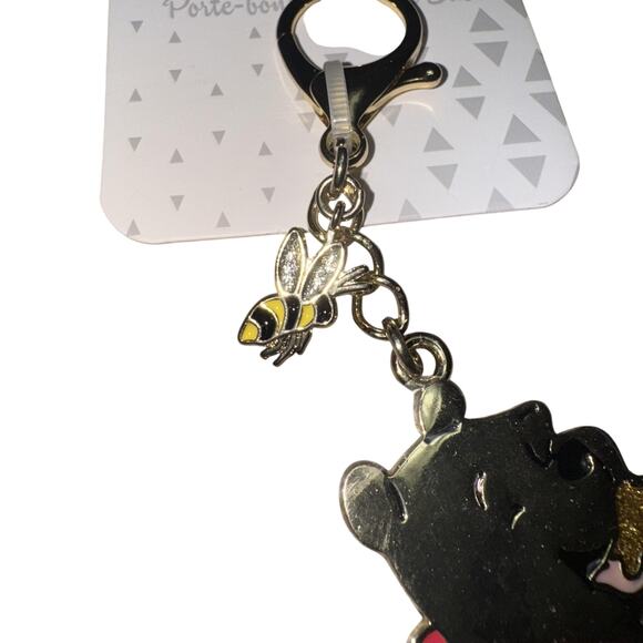 Disney Winnie the Pooh Bag Charm Keychain Gold Tone Enamel Glitter Bee 2020 - Picture 6 of 9